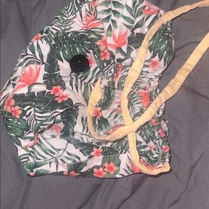 Floral Tropical Print Drawstring Bag